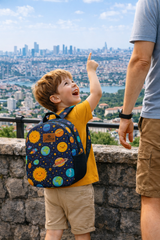 Happy Space Pattern Preschool Backpack – Medium Size Kids Backpack for Ages 3–5, Daycare Bag