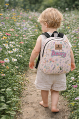 Pink Spring Pattern Personalized Toddler Backpack – Small Size Kids Backpack for Ages 1–3, Daycare Bag