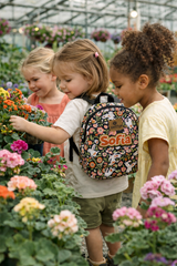 Floral Bunny Pattern Personalized Toddler Backpack – Small Size Kids Backpack for Ages 1–3, Daycare Bag