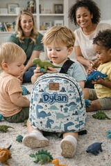 Dinosaur Pattern Personalized Toddler Backpack – Small Size Kids Backpack for Ages 1–3, Daycare Bag