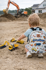 Construction Pattern Personalized Toddler Backpack – Small Size Kids Backpack for Ages 1–3, Daycare Bag