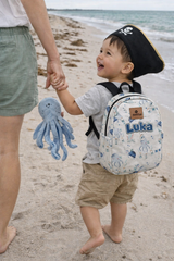 Blue Ocean Adventure Pattern Personalized Toddler Backpack – Small Size Kids Backpack for Ages 1–3, Daycare Bag