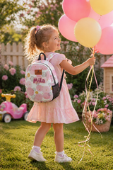 Pink Bubble Pattern Personalized Backpack – Medium Size Kids Backpack for Ages 3–6, Daycare Bag