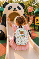 Panda Pattern Personalized Backpack – Medium Size Kids Backpack for Ages 3–6, Daycare Bag