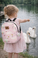 Crowned Swan Pattern Toddler Backpack – Small Size Kids Backpack for Ages 1–3, Daycare Bag
