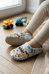 Make It Yours – Personalized Construction Machinery Booties for Babies | Non-Slip, Organic Cotton, First Step Shoes