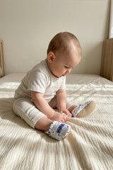 Make It Yours – Personalized Blue Sea Adventure Booties for Babies | Non-Slip, Organic Cotton, First Step Shoe
