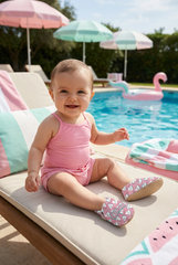 Make It Yours – Personalized Pink Watermelon Pattern Booties for Babies | Non-Slip, Cotton, Unisex