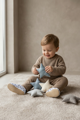 Make It Yours – Personalized White Denim Pattern Booties for Babies | Non-Slip, Cotton, Unisex
