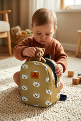 Teddy Bear Pattern Toddler Backpack – Small Size Kids Backpack for Ages 1–3, Daycare Bag