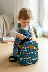 Cars Pattern Toddler Backpack – Small Size Kids Backpack for Ages 1–3, Daycare Bag