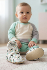 Panda Pattern Slippers, Non-Slip Sole, Organic Cotton Lined, Unisex Baby Slippers