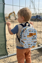 Construction Vehicles Pattern Toddler Backpack – Small Size Kids Backpack for Ages 1–3, Daycare Bag