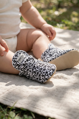 Kokopatik, Non-Slip Sole, Organic Cotton Lined, Unisex Baby Booties, Alphabet Patterned Booties