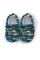 Make It Yours – Personalized Cars Pattern Booties for Babies | Non-Slip, Organic Cotton, Home & Nursery Use
