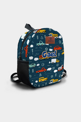 Cars Pattern Personalized Backpack – Medium Size Kids Backpack for Ages 3–6, Daycare Bag