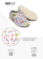 Kokopatik Organic Cotton Baby Booties, Non-Slip Sole, Newborn Shoe, Indoor/Creche Footwear, Beach
