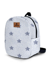 White Denim Pattern Toddler Backpack – Small Size Kids Backpack for Ages 1–3, Daycare Bag