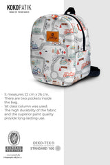 Big Adventure in Traffic Pattern Toddler Backpack – Small Size Kids Backpack for Ages 1–3, Daycare Bag