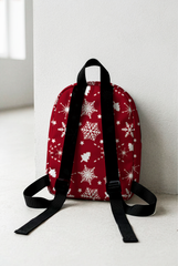 Burgundy Snow Pattern Personalized Toddler Backpack – Small Size Kids Backpack for Ages 1–3, Daycare Bag