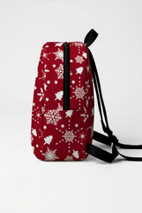 Burgundy Snow Pattern Personalized Toddler Backpack – Small Size Kids Backpack for Ages 1–3, Daycare Bag