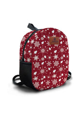 Burgundy Snow Pattern Preschool Backpack – Medium Size Kids Backpack for Ages 3–5, Daycare Bag