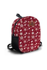 Burgundy Snow Pattern Preschool Backpack – Medium Size Kids Backpack for Ages 3–5, Daycare Bag