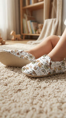 Kokopatik,Organic Cotton Baby Booties,Non-Slip Sole,Newborn Booties,Home Nursery Shoes,Pattern Booties on the Clouds
