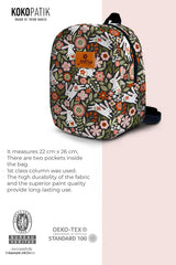 Floral Bunny Pattern Toddler Backpack – Small Size Kids Backpack for Ages 1–3, Daycare Bag