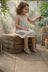 Kokopatik, Non-Slip Sole, Organic Cotton Lined Home Slippers, First Step Shoes, Flowered Rabbit Patterned Slippers
