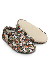 Kokopatik, Non-Slip Sole, Organic Cotton Lined Home Slippers, First Step Shoes, Flowered Rabbit Patterned Slippers