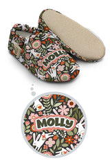 Make It Yours – Personalized Flowered Rabbit Booties for Babies | Non-Slip, Organic Cotton, First Step Shoes