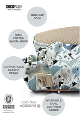 Kokopatik Organic Cotton Baby Booties – Non-Slip Sole, Newborn Booties, Home & Nursery Shoes, Dinosaur Pattern Booties