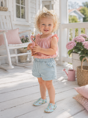Kokopatik Organic Cotton Baby Booties, Non-Slip Sole, Newborn Shoe, Indoor/Creche Footwear, Flamingo