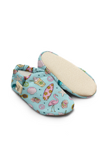 Kokopatik Organic Cotton Baby Booties, Non-Slip Sole, Newborn Shoe, Indoor/Creche Footwear, Flamingo