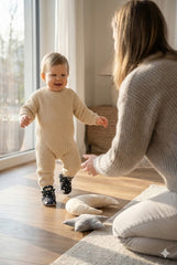 Night Pattern Slippers, Non-Slip Sole, Organic Cotton Lined, Unisex Baby Slippers