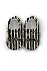 Make It Yours – Personalized Gold Heart Pattern Booties for Babies | Non-Slip, Cotton, Unisex