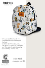 Dog with Glasses Pattern Toddler Backpack – Small Size Kids Backpack for Ages 1–3, Daycare Bag