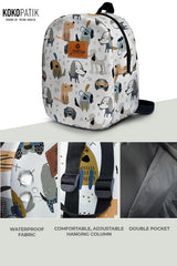 Dog with Glasses Pattern Toddler Backpack – Small Size Kids Backpack for Ages 1–3, Daycare Bag