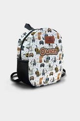 Dog with Glasses Pattern Personalized Backpack – Medium Size Kids Backpack for Ages 3–6, Daycare Bag