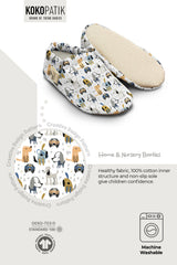 Kokopatik, Organic Cotton Baby Booties, Non-Slip Sole, Newborn Booties, Home Nursery Shoes, Glasses Dog Pattern Booties