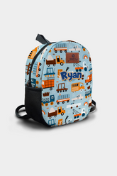 Construction Vehicles Pattern Personalized Backpack – Medium Size Kids Backpack for Ages 3–6, Daycare Bag
