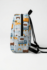 Construction Vehicles Pattern Personalized Toddler Backpack – Small Size Kids Backpack for Ages 1–3, Daycare Bag