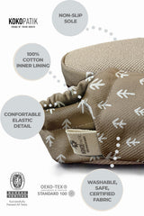 Make It Yours – Personalized Brown Arrow Booties for Babies | Non-Slip, Organic Cotton, Home & Nursery Use