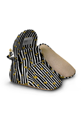 Gold Hearth Pattern Slippers, Non-Slip Sole, Organic Cotton Lined, Unisex Baby Slippers