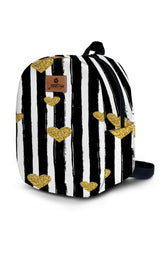 Black & White Heart Pattern Toddler Backpack – Small Size Kids Backpack for Ages 1–3, Daycare Bag