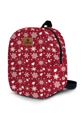 Burgundy Snow Pattern Toddler Backpack – Small Size Kids Backpack for Ages 1–3, Daycare Bag