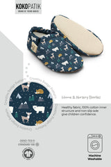 Kokopatik, Non-Slip Sole, Organic Cotton Lined Home Slippers, First Step Shoes, Winter Animals Patterned Slippers