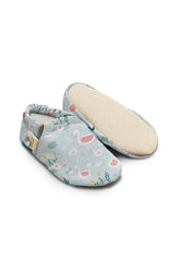 Kokopatik Organic Cotton Baby Booties – Non-Slip Sole, Newborn Booties, Home & Nursery Shoes, Blue Swan Pattern Booties