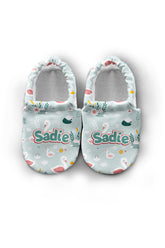 Make It Yours – Personalized Blue Swan Pattern Booties for Babies | Non-Slip, Cotton, Unisex